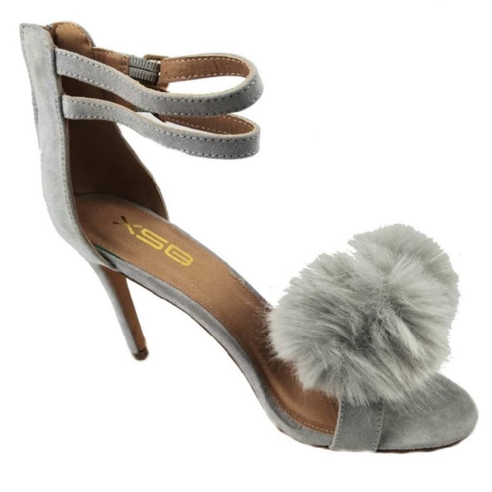 Women's Pom Pom Dual Ankle Strap Heels - Picture 2 of 5